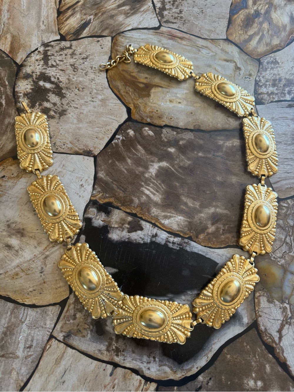 Vintage Gold Floral Medallion Belt/Necklace (made in Spain)